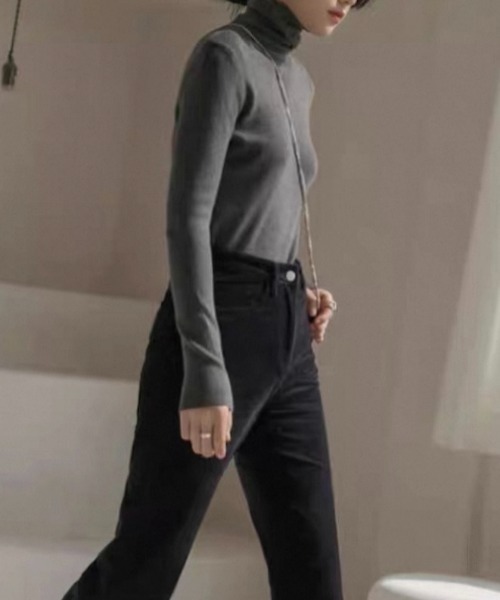 ampm（エーエムピーエム）の「リブタートルネックニットトップス（ニット/セーター・レディース・ブラック/グレー/ホワイト・FREE）」の21枚目の写真