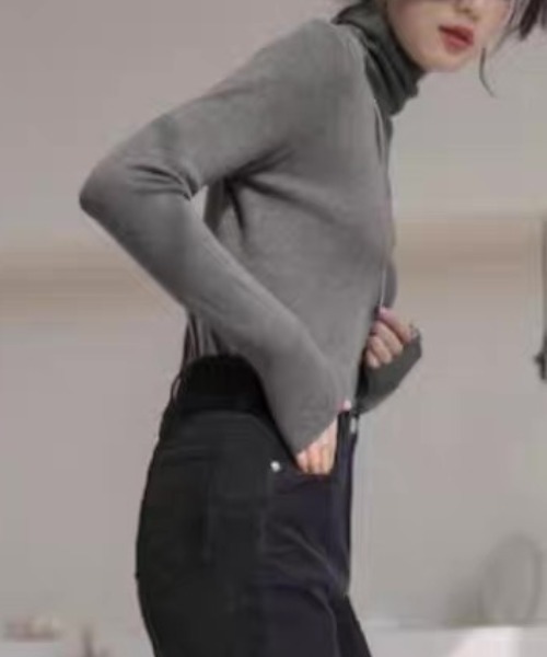 ampm（エーエムピーエム）の「リブタートルネックニットトップス（ニット/セーター・レディース・ブラック/グレー/ホワイト・FREE）」の16枚目の写真