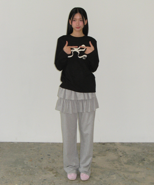 RONRON(ロンロン)の「EMBO HEART RIBBON BASIC FIT LONG SLEEVE BLACK(Tシャツ/カットソー・レディース・その他・FREE)」の6枚目の写真