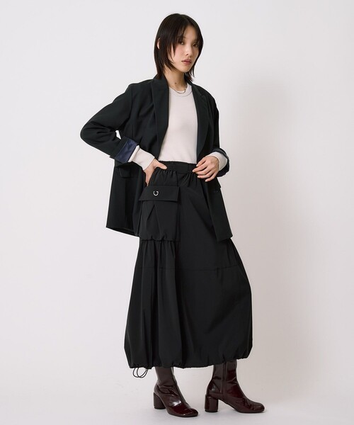 UNITED TOKYO（ユナイテッドトウキョウ）の「ドロストバルーンスカート｜ウォッシャブル/撥水/春服（スカート・レディース・アイボリー/ブラック/グレー・1/2）」の6枚目の写真