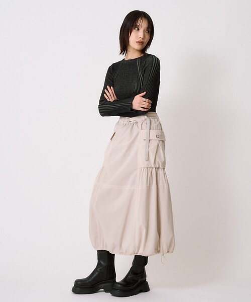 UNITED TOKYO（ユナイテッドトウキョウ）の「ドロストバルーンスカート｜ウォッシャブル/撥水/春服（スカート・レディース・アイボリー/ブラック/グレー・1/2）」の16枚目の写真