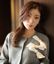 お値下げ！新品タグ付き アプワイザーリッシェ　ハンドニットミドルカーディガン OPAQUE.CLIP カーディガン 「BAILA掲載」シャギーニットミドル