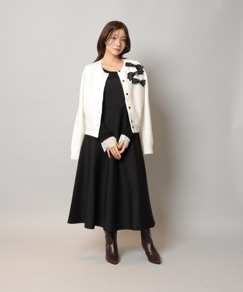 リボンビジューニットカーディガン（ニット/セーター）｜Apuweiser