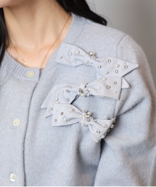 リボンビジューニットカーディガン（ニット/セーター）｜Apuweiser