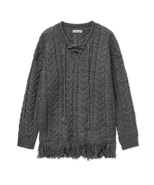 Midnight Move（ミッドナイトムーブ）の「v tassel knit ops [grey]（ニット/セーター・レディース・その他・FREE）」の2枚目の写真