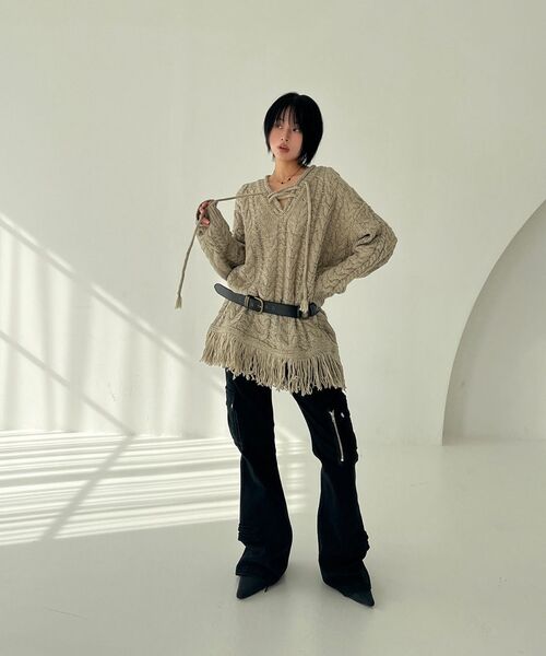 Midnight Move（ミッドナイトムーブ）の「v tassel knit ops [grey]（ニット/セーター・レディース・その他・FREE）」の6枚目の写真