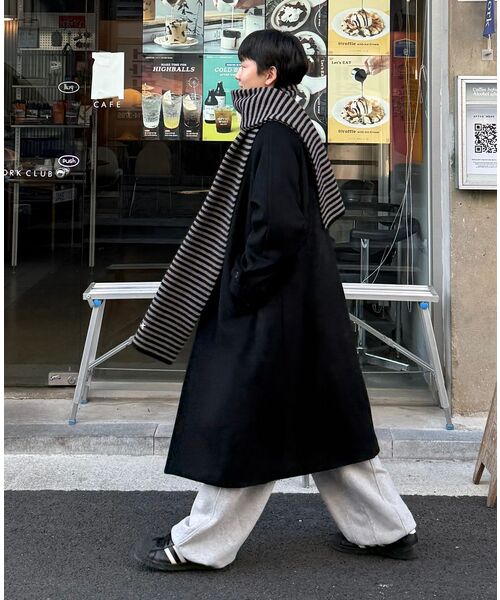 MUSINSA STANDARD（ムシンサスタンダード）の「カシミヤブレンドオーバーサイズミニマルバルマカンコート[ブラック]（チェスターコート・メンズ・その他・MEDIUM/LARGE/X-LARGE/XX-LARGE）」の21枚目の写真
