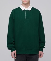 オーバーサイズラグビースウェットシャツ[グリーン]