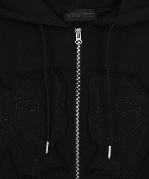 YOUHEE RIBBON HOOD ZIP-UP BLACK（パーカー）｜YOUHEE（ユヒ）の