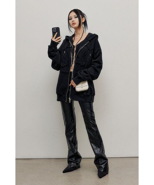 YOUHEE パーカー　リボン MUSINSA公式 | YOUHEE YOUHEE RIBBON HOOD ZIP-UP BLACK