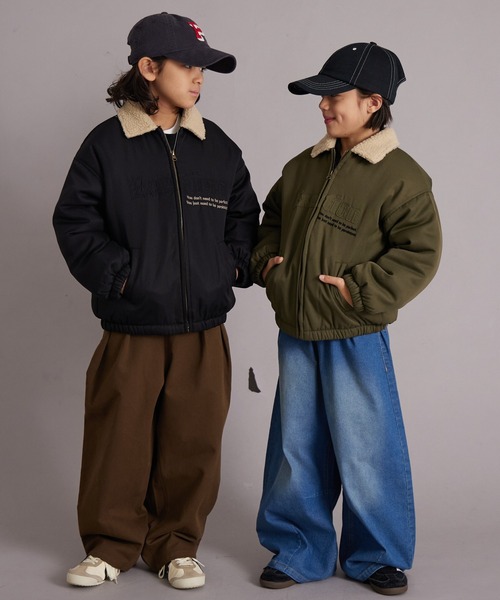 PAIRMANON STREET（ペアマノンストリート）の「中わた ボア襟 ジャケット【PAIRMANON STREET】（ブルゾン・キッズ・ブラック/カーキ/ネイビー・100/110/120/130/140/150/160/90）」の17枚目の写真