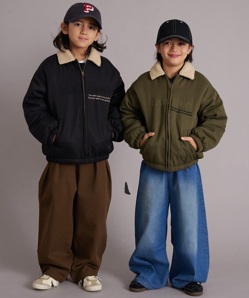 PAIRMANON STREET（ペアマノンストリート）の「中わた ボア襟 ジャケット【PAIRMANON STREET】（ブルゾン・キッズ・ブラック/カーキ/ネイビー・100/110/120/130/140/150/160/90）」の22枚目の写真