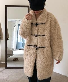 toggle button boa nocollar coat / トグルボタンボアノーカラーコート