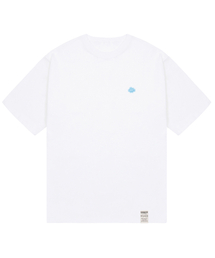 [UNISEX-24]スモールブルークラウドスマイル半袖Tシャツ_ホワイト