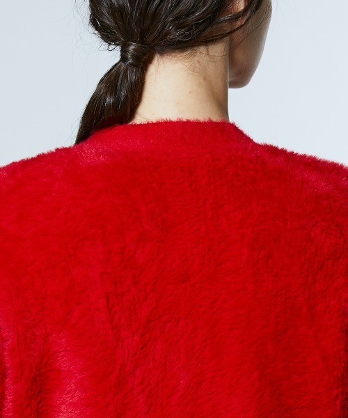 DOUBLE STANDARD CLOTHING（ダブルスタンダードクロージング）の「シャギーモールカーディガン（カーディガン/ボレロ・レディース・オフホワイト/レッド・36/38）」の8枚目の写真