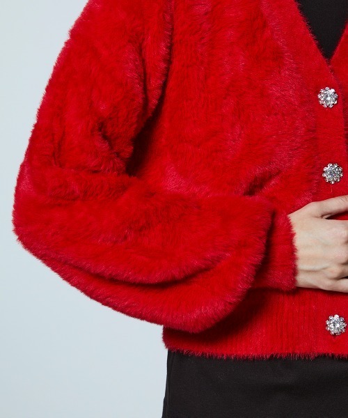 DOUBLE STANDARD CLOTHING（ダブルスタンダードクロージング）の「シャギーモールカーディガン（カーディガン/ボレロ・レディース・オフホワイト/レッド・36/38）」の10枚目の写真