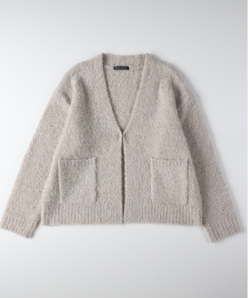 Right-on（ライトオン）の「HONEYSUCKLE ROSE(ハニーサックルローズ)【レディース】ブークレニットカーディガン（カーディガン/ボレロ・レディース・グリーン/ブラウン/オフホワイト・M/L）」の2枚目の写真