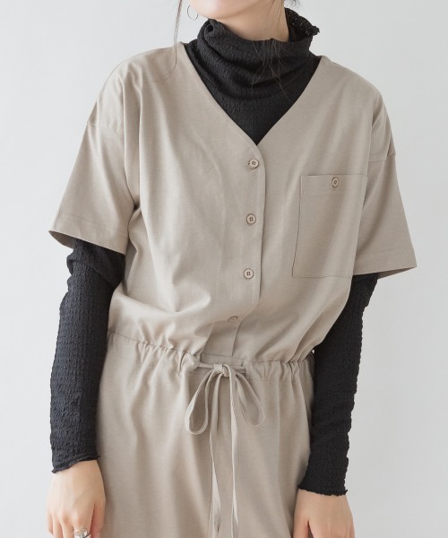aity(アイティ)の「Vネックオールインワンパンツ コットン 無地(つなぎ/オールインワン・レディース・ブラック/モカ/グレイッシュベージュ・M~L/4L~5L/LL~3L)」の11枚目の写真