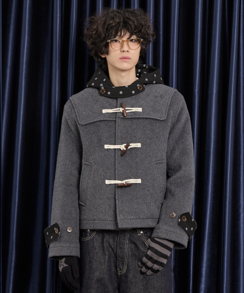 WaiKei(ワイケイ)の「ドットダッフルクロップコートチャコール(チェスターコート・レディース・その他・1/2)」の3枚目の写真