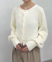 ハートボタンフェザーニットカーディガン