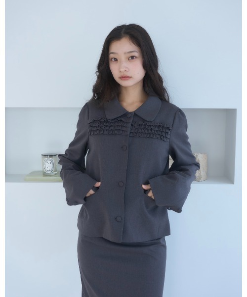 セール】Frill compact jacket/フリルデザインコンパクトジャケット
