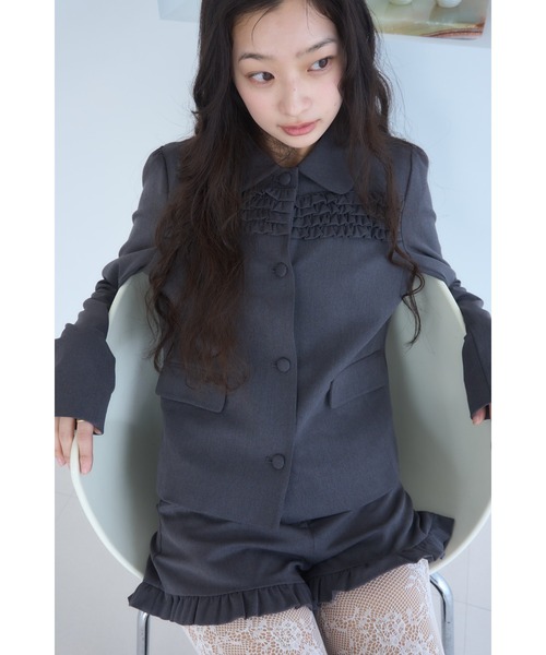 Smyeon(スミョン)の「Frill compact jacket/フリルデザインコンパクトジャケット(その他アウター・レディース・ブラック/チャコールグレー・FREE)」の19枚目の写真