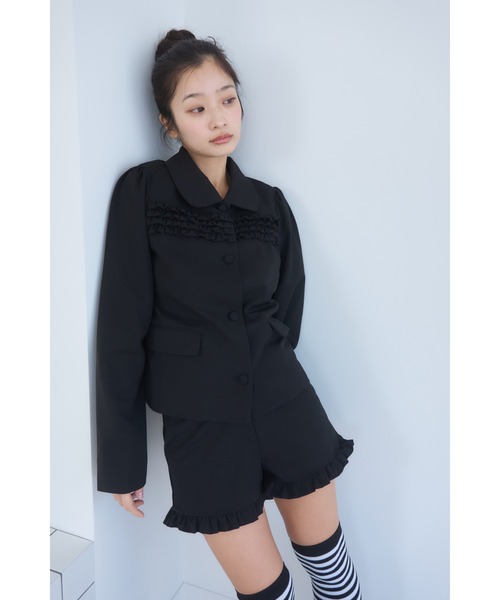 Smyeon(スミョン)の「Frill compact jacket/フリルデザインコンパクトジャケット(その他アウター・レディース・ブラック/チャコールグレー・FREE)」の11枚目の写真