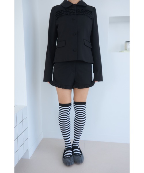 Smyeon(スミョン)の「Frill compact jacket/フリルデザインコンパクトジャケット(その他アウター・レディース・ブラック/チャコールグレー・FREE)」の13枚目の写真