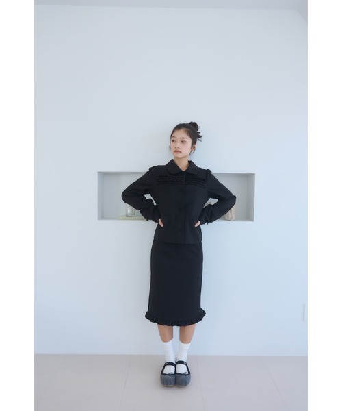 Smyeon(スミョン)の「Frill compact jacket/フリルデザインコンパクトジャケット(その他アウター・レディース・ブラック/チャコールグレー・FREE)」の20枚目の写真