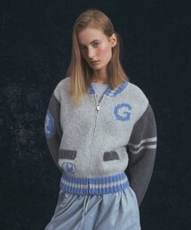 GRVR SPORTS_G ニットジップアップ_GREY