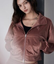 LEATHERY（レザリー）の「リバースロゴベルベットトラックジップアップ [ASH ROSE]（ナイロンジャケット）」