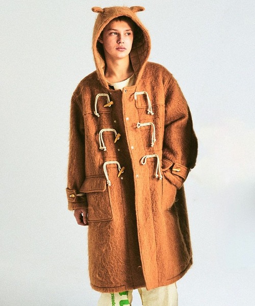 DISCOVERED(ディスカバード)の「【DISCOVERED/ディスカバード】DEVILS EAR HOODIE SHAGGY DUFFLECOAT(ダウンジャケット/コート・メンズ・ベージュ/ブラック・3)」の2枚目の写真
