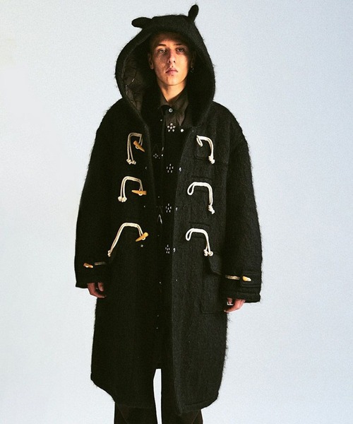 DISCOVERED(ディスカバード)の「【DISCOVERED/ディスカバード】DEVILS EAR HOODIE SHAGGY DUFFLECOAT(ダウンジャケット/コート・メンズ・ベージュ/ブラック・3)」の1枚目の写真