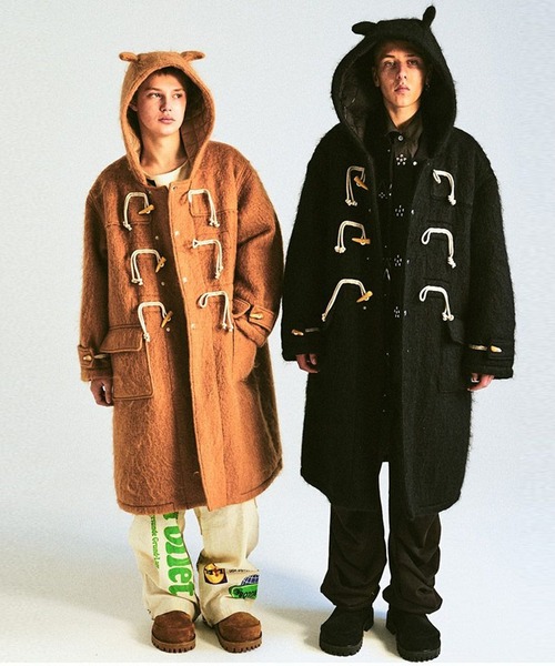 DISCOVERED(ディスカバード)の「【DISCOVERED/ディスカバード】DEVILS EAR HOODIE SHAGGY DUFFLECOAT(ダウンジャケット/コート・メンズ・ベージュ/ブラック・3)」の3枚目の写真