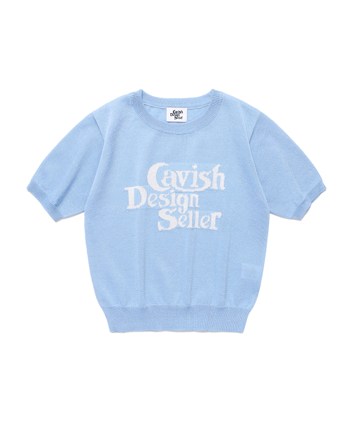Cavish(カビシ)の「W SELLER LOGO INTARSIA KNIT BLUE(CV2EMFK601A)(ニット/セーター・レディース・ブルー・FREE)」の1枚目の写真