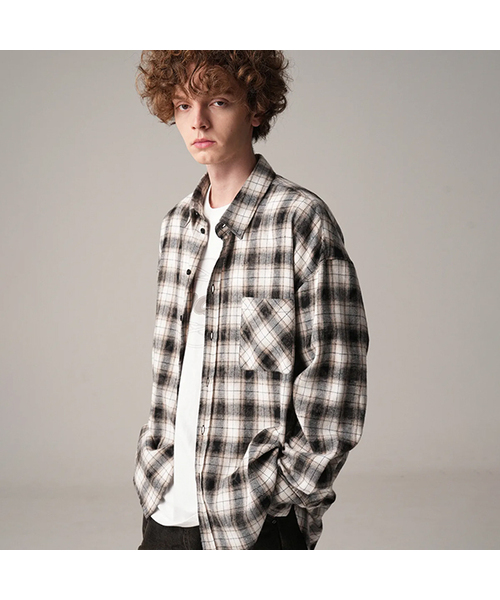 ZENDUST(ジェンダスト)の「Jidan Overfit Check Shirt BLACK(シャツ/ブラウス・レディース・ブラック・MEDIUM/LARGE/X-LARGE)」の1枚目の写真