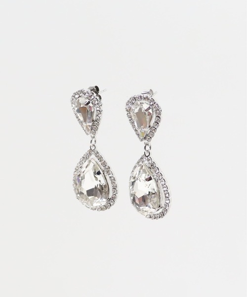 KU-CROISSANT（クークロワッサン）の「ドロップビジューピアス（ピアス（両耳用）・レディース・ブルー/ブラック/ホワイト・ONE SIZE）」の4枚目の写真