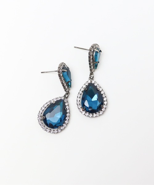 KU-CROISSANT（クークロワッサン）の「ドロップビジューピアス（ピアス（両耳用）・レディース・ブルー/ブラック/ホワイト・ONE SIZE）」の7枚目の写真