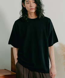 ユニセックスニット半袖Tシャツブラック
