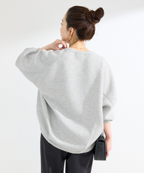 B.C STOCK（ベーセーストック）の「《追加11》手洗い可 / ダンボールコクーンプルオーバー（Tシャツ/カットソー・レディース・ブラウン/カーキ/ネイビー/チャコールグレー/ホワイト・FREE）」の21枚目の写真