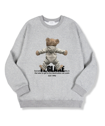 バックフードベア オーバーサイズ 特殊裏毛 スウェット Tシャツ グレー