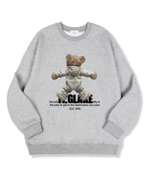 TI.GLAKE(ティーグレイク)の「バックフードベア オーバーサイズ 特殊裏毛 スウェット Tシャツ グレー(スウェット・レディース・その他・MEDIUM/LARGE/X-LARGE/XX-LARGE)」の1枚目の写真