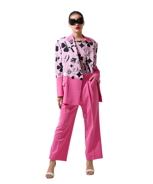 GREEDILOUS(グリディアス)の「Pink Issue 03 Pink Clover Pattern Mix Match Double Breasted Jacket(テーラードジャケット・レディース・その他・SMALL/MEDIUM/LARGE/X-SMALL)」の1枚目の写真