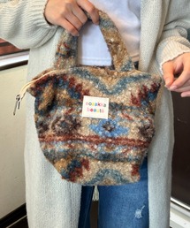 ふわもこパターンファスナー付きミニトートバッグ
