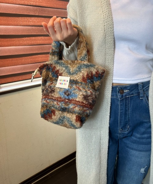 Loco Ocean（ロコオーシャン）の「ふわもこパターンファスナー付きミニトートバッグ（トートバッグ・レディース・B/A・ONE SIZE）」の14枚目の写真