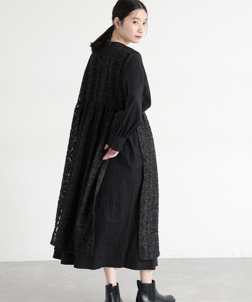 studio CLIP（スタディオクリップ）の「《natural by clip》ダブルフロントカットジャガードベストワンピース（ベスト・レディース・アイボリー/ブラック・FREE）」の6枚目の写真