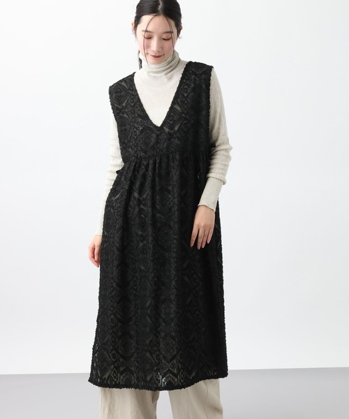 studio CLIP（スタディオクリップ）の「《natural by clip》ダブルフロントカットジャガードベストワンピース（ベスト・レディース・アイボリー/ブラック・FREE）」の8枚目の写真