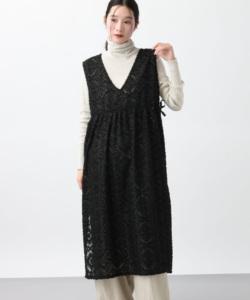 studio CLIP（スタディオクリップ）の「《natural by clip》ダブルフロントカットジャガードベストワンピース（ベスト・レディース・アイボリー/ブラック・FREE）」の9枚目の写真