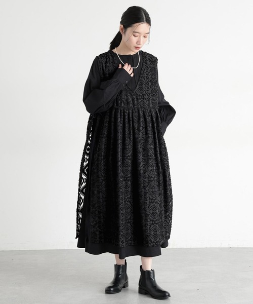 studio CLIP（スタディオクリップ）の「《natural by clip》ダブルフロントカットジャガードベストワンピース（ベスト・レディース・アイボリー/ブラック・FREE）」の12枚目の写真