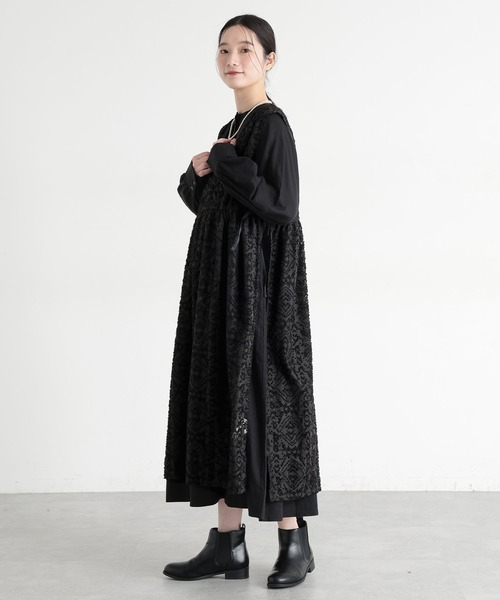 studio CLIP（スタディオクリップ）の「《natural by clip》ダブルフロントカットジャガードベストワンピース（ベスト・レディース・アイボリー/ブラック・FREE）」の13枚目の写真